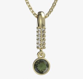 BG zlatý přívěšek 723 Žluté zlato - 585 Vltavín a diamant