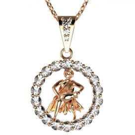 Zlatý přívěsek znamení Vodnář s lab-grown diamantem, růžové zlato 585 – 044 (Zd14044B2)