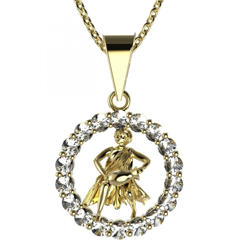 BG zlatý diamantový přívěšek Vodnář 044 Žluté zlato - 585 Diamant lab-grown