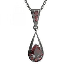 BG přívěs vsazeny kameny:český granát  638 Stříbro 925 - ruthenium (30-90dní) Granát