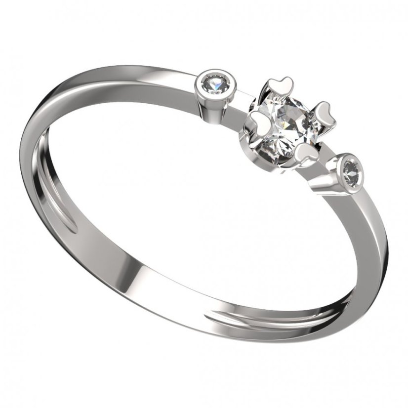 BG zlatý prstýnek 883 L Bílé zlato - 585 Diamant