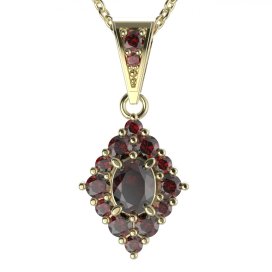 BG přívěs vsazeny kameny:český granát  422-1 Žluté zlato - 585 Granát