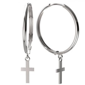 BG zlaté náušnice křížek 239 Bílé zlato - 585