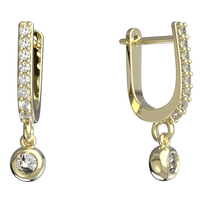 BG zlaté náušnice 101 Žluté zlato - 585 Diamant