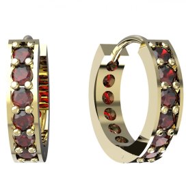 BG náušnice vsazený granát hvězdicový brus  807 Stříbro 925 - pozlacené Granát