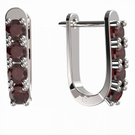 BG náušnice s českým granátem  96 Bílé zlato - 585 Granát