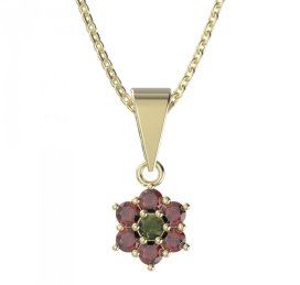 BG přívěšek 002 Stříbro 925 - pozlacené Vltavín a granát