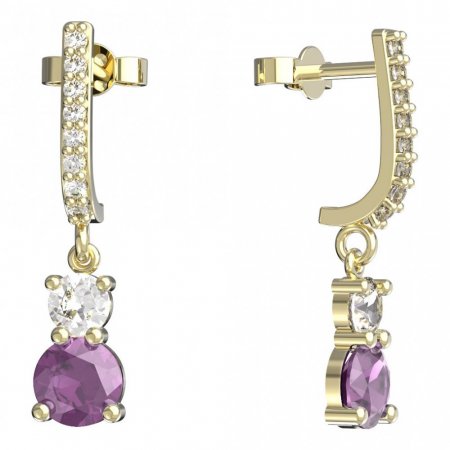 BeKid, Gold kids earrings -857 - Switching on: Pendant hanger, Metal: Yellow gold 585, Stone: Pink cubic zircon
