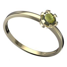BG vltavínový prsten 556C Žluté zlato - 585 Vltavín