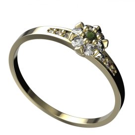 BG vltavínový prsten 879J Žluté zlato - 585 Vltavín a diamant