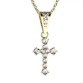 BG zlatý diamantový přívěšek křížek 256 Žluté zlato - 585 Diamant lab-grown