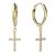 BG zlaté náušnice křížek 1107 Žluté zlato - 585 Bílý kubický zirkon