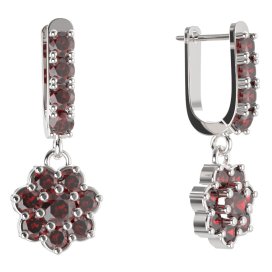 BG kulaté náušnice 456-96 Stříbro 925 - rhodium Granát