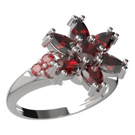 BG prsten ve tvaru hvězdym 520-U Stříbro 925 - rhodium Granát
