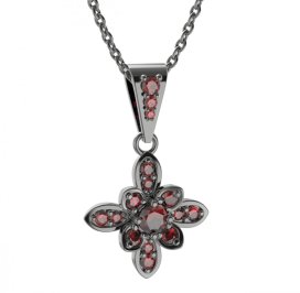 BG přívěs květ 404-2 Stříbro 925 - ruthenium (30-90dní) Granát