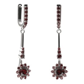 BG náušnice kruhováho tvaru 511-B94 Stříbro 925 - rhodium Granát