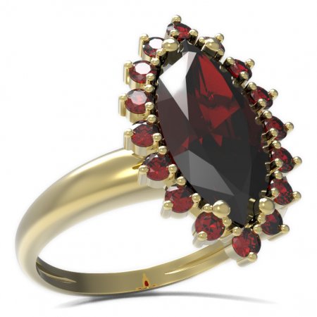 BG prsten s oválným kamenem 513-I - Kov: Stříbro 925 - rhodium, Kámen: Granát