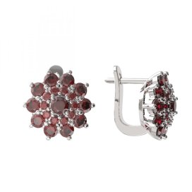 BG náušnice vsazený český granát 947 Stříbro 925 - rhodium Granát