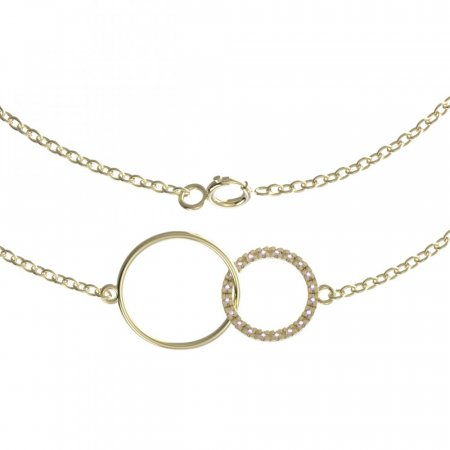 BG zlatý náhrdelník kruhy 1163 - Kov: Žluté zlato 585, Kámen: Bílý kubický zirkon