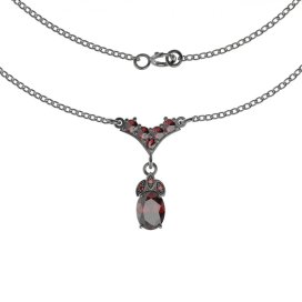 BG náhrdelník 962 Stříbro 925 - ruthenium (30-90dní) Granát