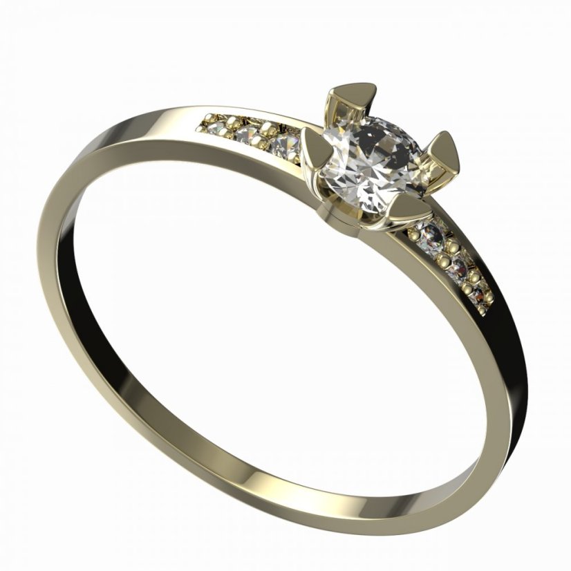BG zlatý diamantový prstýnek 884 J Žluté zlato - 585 Diamant lab-grown
