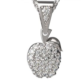 BG zlatý přívěšek - Jablko 801 Bílé zlato - 585 Bílý kubický zirkon