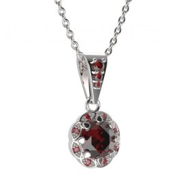BG přívěs kulatý 993-2 Stříbro 925 - rhodium Granát
