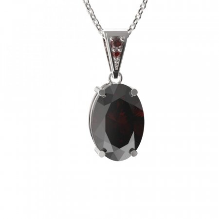 BG pendant oval 684-1 - Metal: Silver 925 - rhodium, Stone: Moldavit and garnet