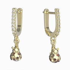 BeKid dětské náušnice beruška 1245 Žluté zlato - 585 Granát