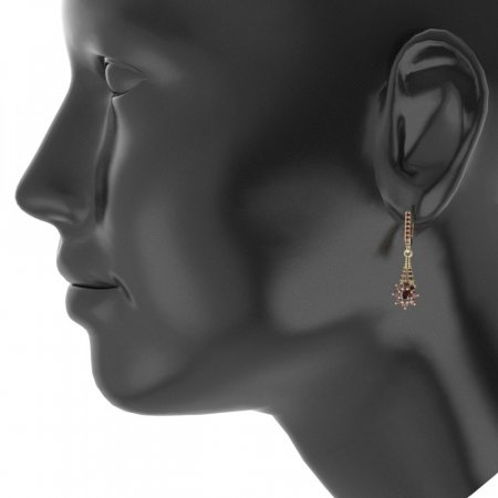 BG earring oval 627-C91 - Metal: Silver 925 - rhodium, Stone: Moldavit and garnet