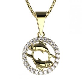 BG zlatý přívěšek Ryby 052 Žluté zlato - 585 Bílý kubický zirkon