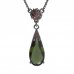 BG garnet necklace 694 - Metal: Silver 925 - rhodium, Stone: Moldavit and garnet