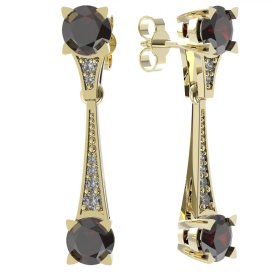 BG náušnice s vltavínem 985 Žluté zlato - 585 Granát a diamant