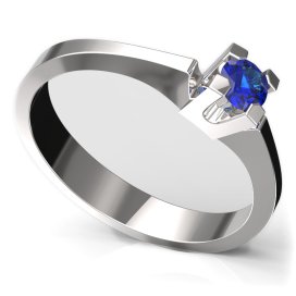 BG zlatý prstýnek 783 Bílé zlato - 585 Tmavě modrý kubický zirkon