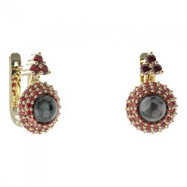 BG náušnice s přírodní perlou 540-87 Stříbro 925 - pozlacené Granát a tahiti perla