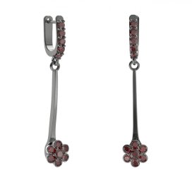 BG náušnice ve tvaru květu 518-A93 Stříbro 925 - ruthenium (30-90dní) Granát