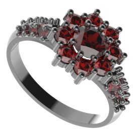 BG prsten 023-X kulatého tvaru Stříbro 925 - ruthenium (30-90dní) Granát