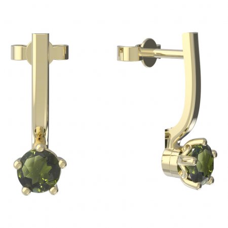 BG moldavit earrings -874 - Switching on: Puzeta, Metal: Yellow gold 585, Stone: Moldavite