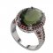 BG ring oval 648 - Metal: Silver 925 - rhodium, Stone: Moldavit and garnet