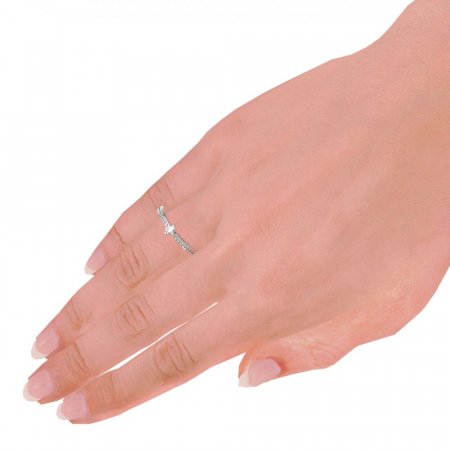BG zlatý diamantový prstýnek 1441 /zásnubní-snubní/ - Kov: Bílé zlato 585, Kámen: Diamant lab-grown