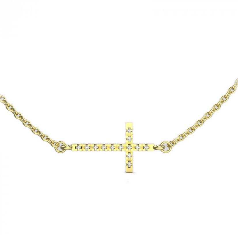 BeKid dětský přívěšek křížek 1165 s řetízkem Žluté zlato - 585 Diamant
