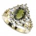 BG prsten oválný 466-Y - Kov: Pozlacené stříbro 925, Kámen: Vltavín a granát