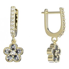 BeKid dětské náušnice kytička 856 Žluté zlato - 585 Diamant