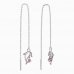 BeKid, Gold kids earrings -1183 - Switching on: Chain 9 cm, Metal: White gold 585, Stone: Pink cubic zircon