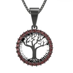 BG přívěs český granát strom života 045S Stříbro 925 - ruthenium (30-90dní) Granát