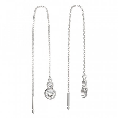 BeKid, Gold kids earrings -864 - Switching on: Chain 9 cm, Metal: White gold 585, Stone: White cubic zircon
