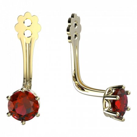 BeKid Gold earrings components 4 - Metal: Yellow gold 585, Stone: Red cubic zircon