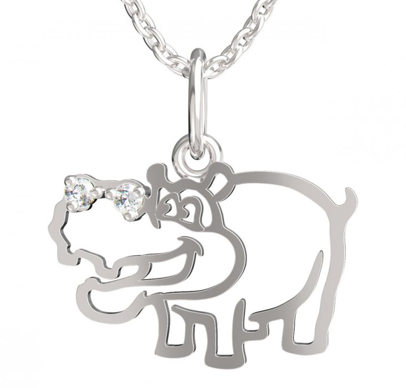 BeKid dětský přívěšek hrošík 1188 Bílé zlato - 585 Diamant