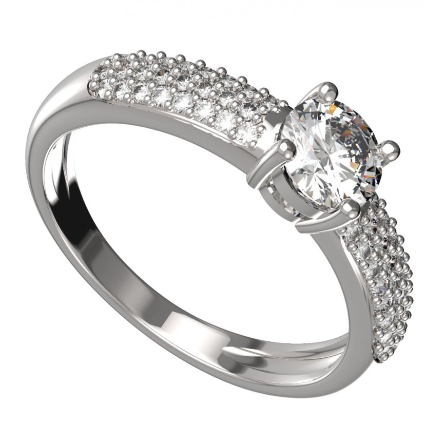 BG zlatý diamantový prstýnek 1447 /zásnubní-snubní/ Bílé zlato - 585 Diamant lab-grown