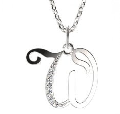 BeKid dětský zlatý přívěsek písmenko W - 1231 Bílé zlato - 585 Diamant